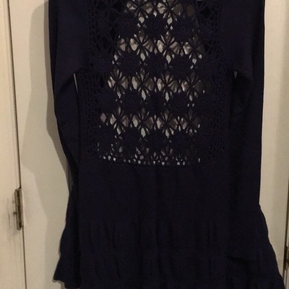 NWOT Vila Navy Blue Open Front Cardigan S Crochet - Picture 4 of 7